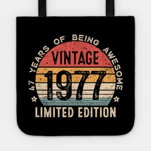 47 Years Old Vintage 1977 Limited Edition 47th Birthday Tote