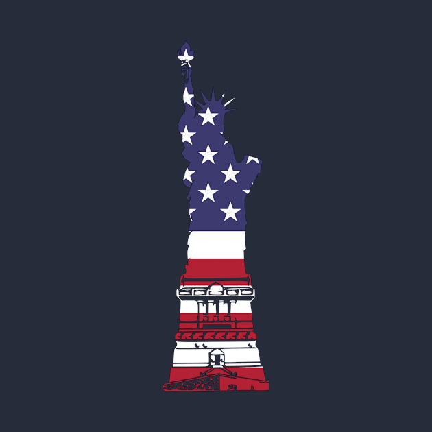 Statue of Liberty in American Flag - USA Flag T Shirt by Printaha