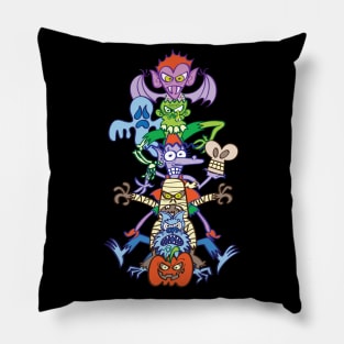 Terrifying totem formed by the most famous Halloween monsters Pillow