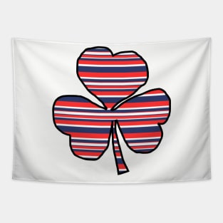 Shamrock in Red White Blue Stripes Tapestry