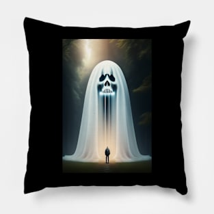 white skull with flowing robe Pillow