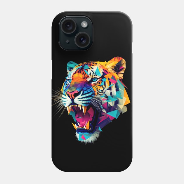 Roaring Polygon Tiger | Colorful Animal Art Phone Case by Trippinink