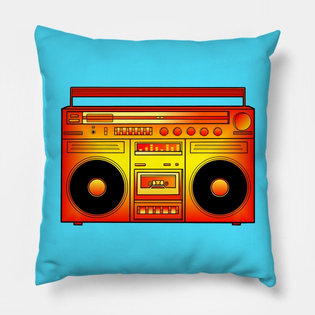 Warm Red Orange Gold Fire Boombox Pillow by Art by Deborah Camp