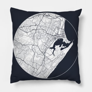 Durban, South Africa City Map - Full Moon Pillow