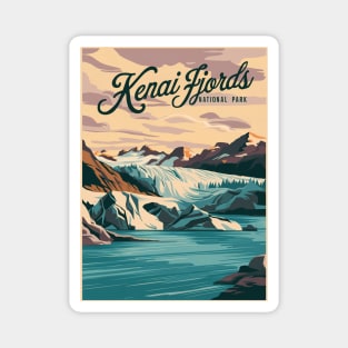 Retro Kenai Fjords National Park Magnet