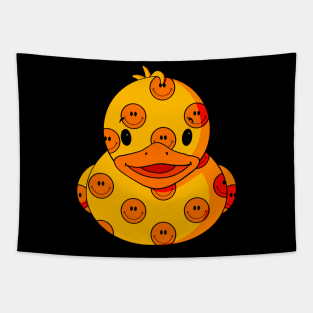 Smiley Face Pattern Rubber Duck Tapestry