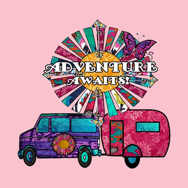 Adventure Awaits with van and travel trailer by artbyomega