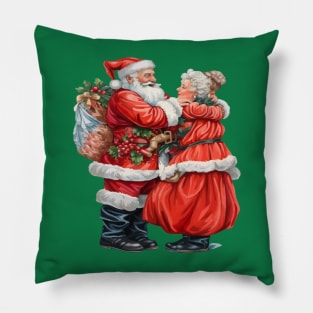 Nostalgic Mr and Mrs Claus Festive Christmas Couple Pillow