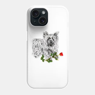 Valentines Yorkshire Terrier With Rose Phone Case