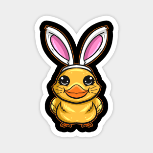 A Duckling Or Chick With Easter Bunny Ears. Easter Magnet