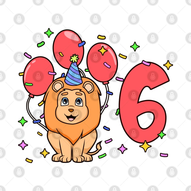 I am 6 with lion - kids birthday 6 years old by Modern Medieval Design