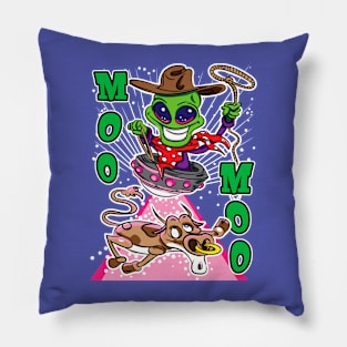 Moo Moo Alien Abduction Cow Pillow