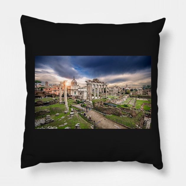 Roman Forum in Rome, Italy, also known as Foro di Cesare Pillow by mitzobs