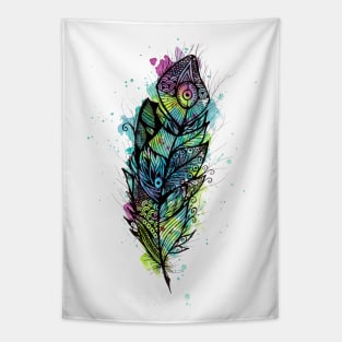 Watercolor Feather Tattoo Tapestry