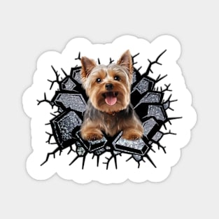 Funny Yorkshire Terrier Wall Crack Dog Lover Magnet