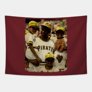 Roberto Clemente and His Son in Pittsburgh Pirates Tapestry