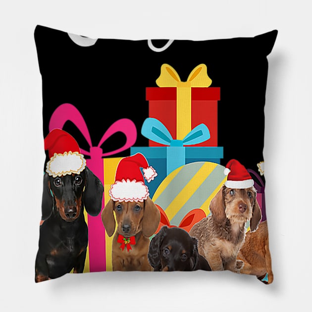 Dachshund Dog Christmas Santa Hat Men Women Kids Gifts Pillow by Barnard