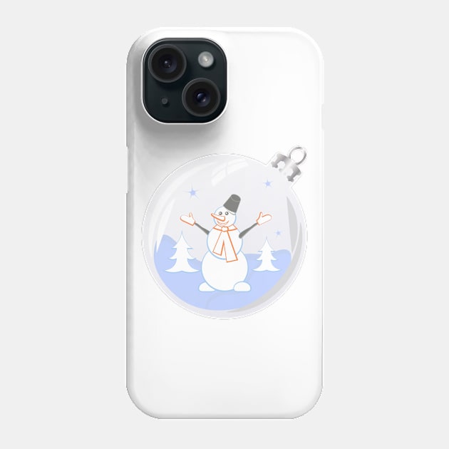 Happy snowman in glass Christmas bauble Phone Case by Cute-Design