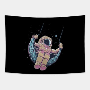 Astronaut Swinging From The Moon Tapestry