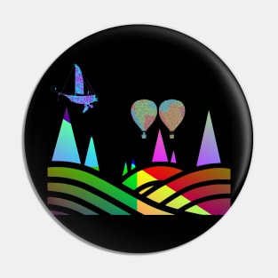 Fantasy Landscape with Flying Balloons Pin