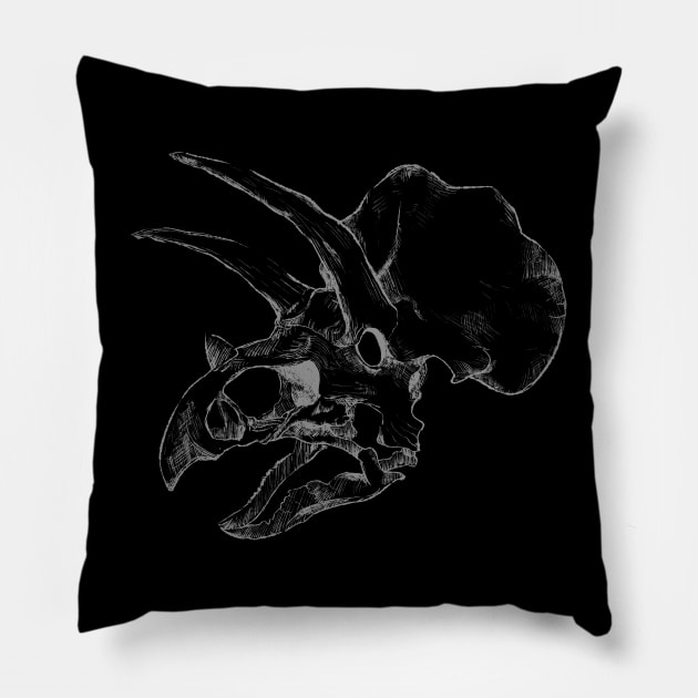 Triceratops Dinosaur Skull Skeleton Light Pillow by coretdikit