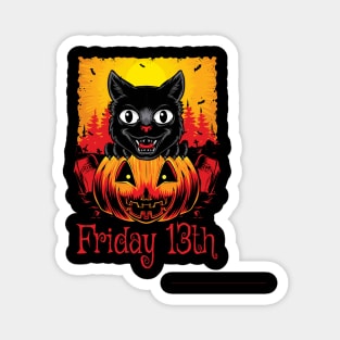 scary black cat cartoon illustration Magnet