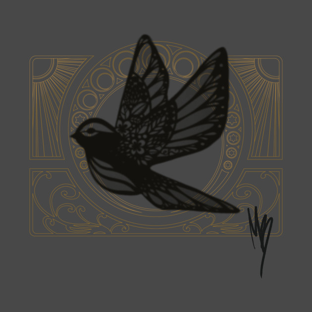 Bird in cage. Art Deco illustration. Art Deco TShirt TeePublic