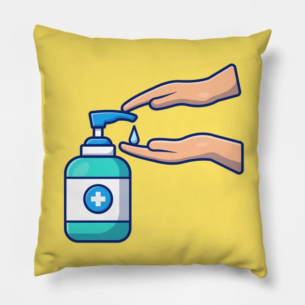 Washing hand cartoon 10 Pillow by Catalyst Labs