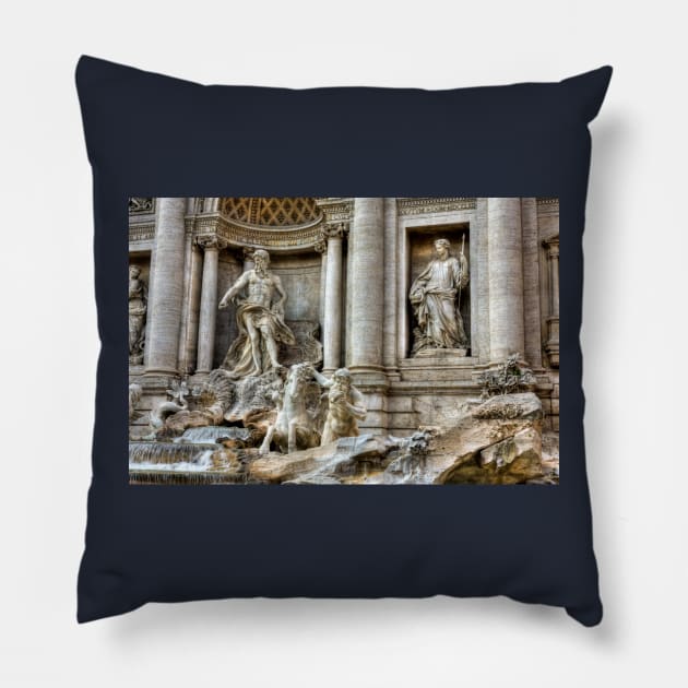 The Trevi Fountain, Neptune, Rome, Italy Pillow by tommysphotos