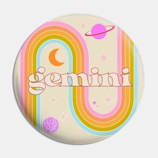 Gemini 70s Rainbow with Flowers Pin