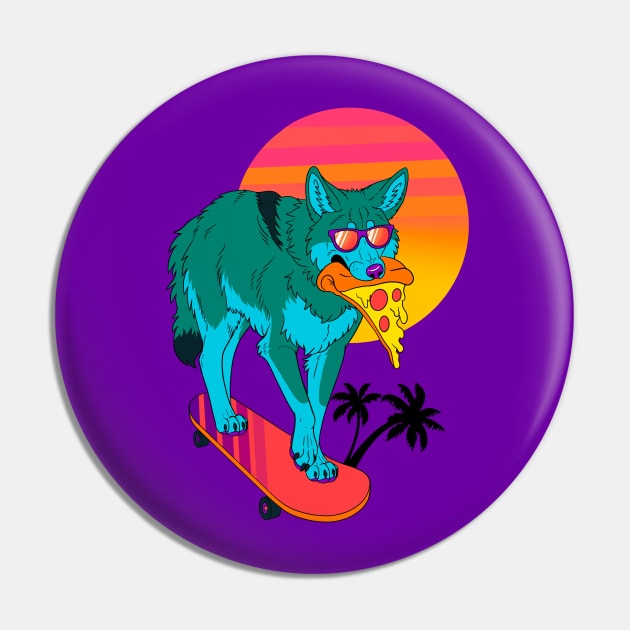 Retrowave Coyote Pin by ZackLoupArt