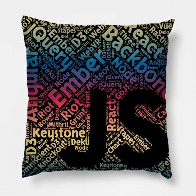 JavaScript Shirt | JS Framework Red Blue Yellow Gradient Pillow by TeesByJay