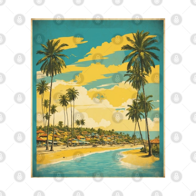 Porto de Galinhas Pernambuco Brazil Vintage Tourism Travel Poster by TravelersGems