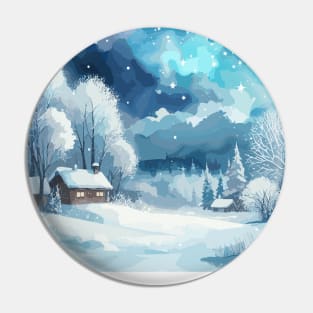 Winter Country Starry Night Pin