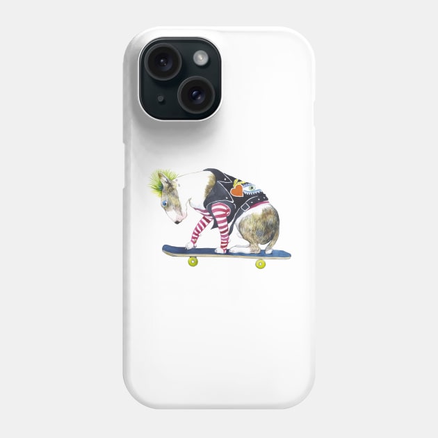 Bullterier, being punk, riding skateboard Phone Case by argiropulo