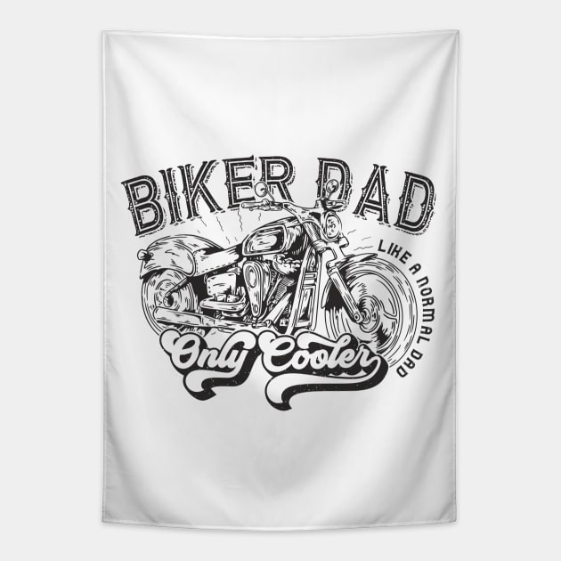 Biker Dad a Normal Dad Only Cooler | Retro White Design Tapestry by Promen Shirts