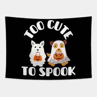 Too Cute To Spook Funny Ghost Dog Lover Halloween Tapestry