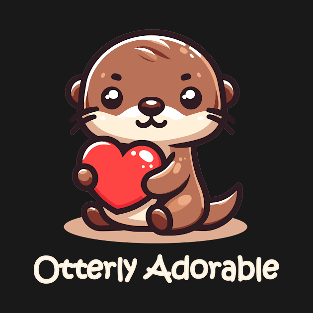 Cute and Adorable Otter loving heart valentine by MunMun