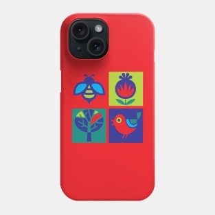 Bright, Bold Bird, Bee, Flower & A Tree Phone Case