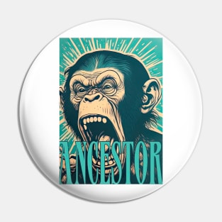 Chimpanzee Ancestor, lowbrow style Pin