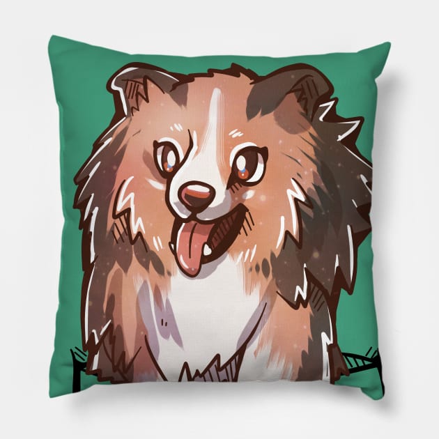 Pocket Cute Sheltie Dog Pillow by TechraPockets