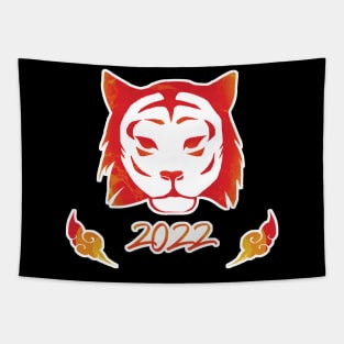 Chinese Zodiac Tiger Year 2022 Tribal Graphic Minimal Tapestry