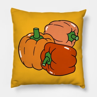 Three Orange Bell Peppers Pillow