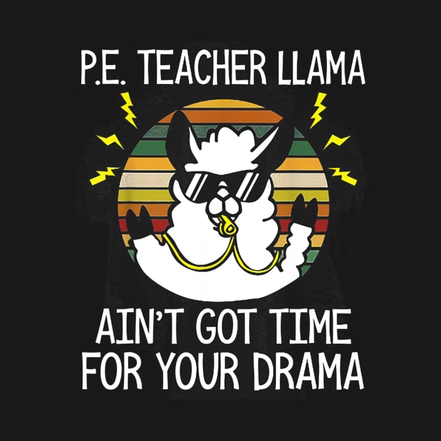PE Teacher Llama Retro Vintage Sunset Gift by Kamarn Latin
