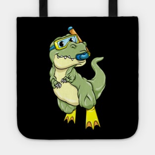 Funny dinosaur is swimming with a snorkel Tote