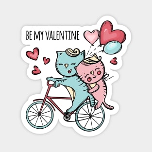 cats riding bicycle love Magnet