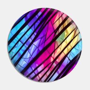 Jagged lines on a Icy Bright Multicolor Broken Glass - Stained Glass Design Pin