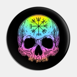 Vegvisir rune skull Pin