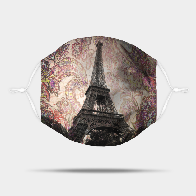 Floral Eiffel Tower in Paris, France Mask