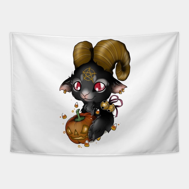 evil goat Tapestry by sample the dragon